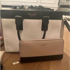 Gently used color block Kate spade bag with wallet